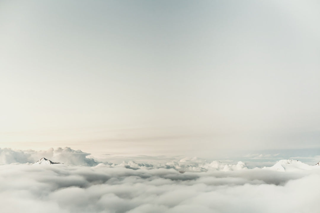 A sea of clouds beneath a soft morning sky