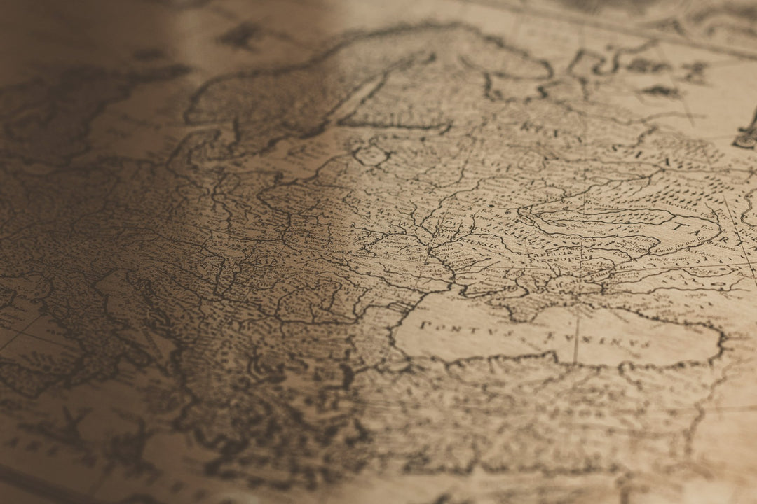 Close-up of an antique map