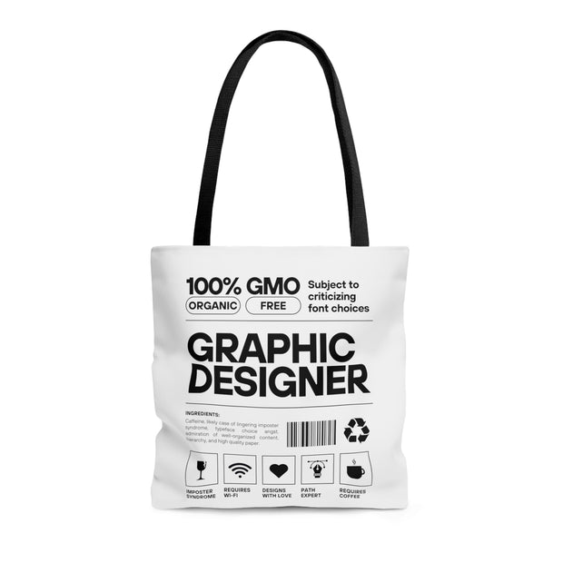 100% Organic Graphic Designer Label Tote Bag