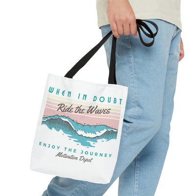 When in Doubt, Ride the Waves Retro Design Tote