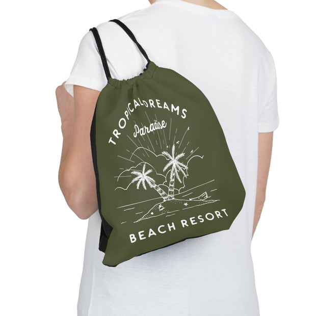 Tropical Dreams Beach Resort Drawstring Bag 🌴👜