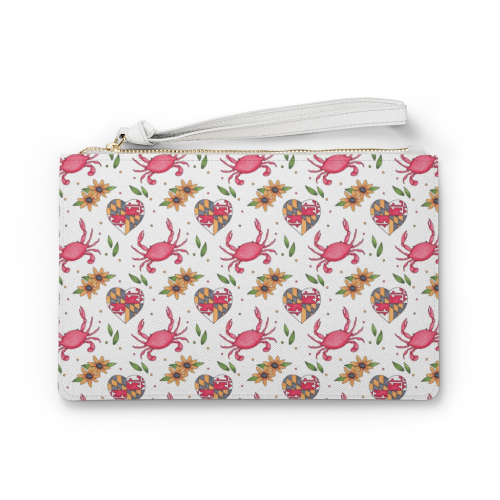 Maryland Crabs + Flowers Pattern Clutch
